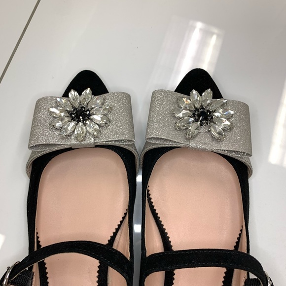 Jcrew Black Flats Jeweled 6.5 - Picture 2 of 7